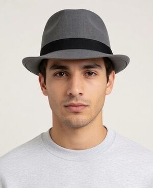 Weatherproof Grey Black 100% Polyester Short Brim Fedora Mens Hat Sz Large EXC